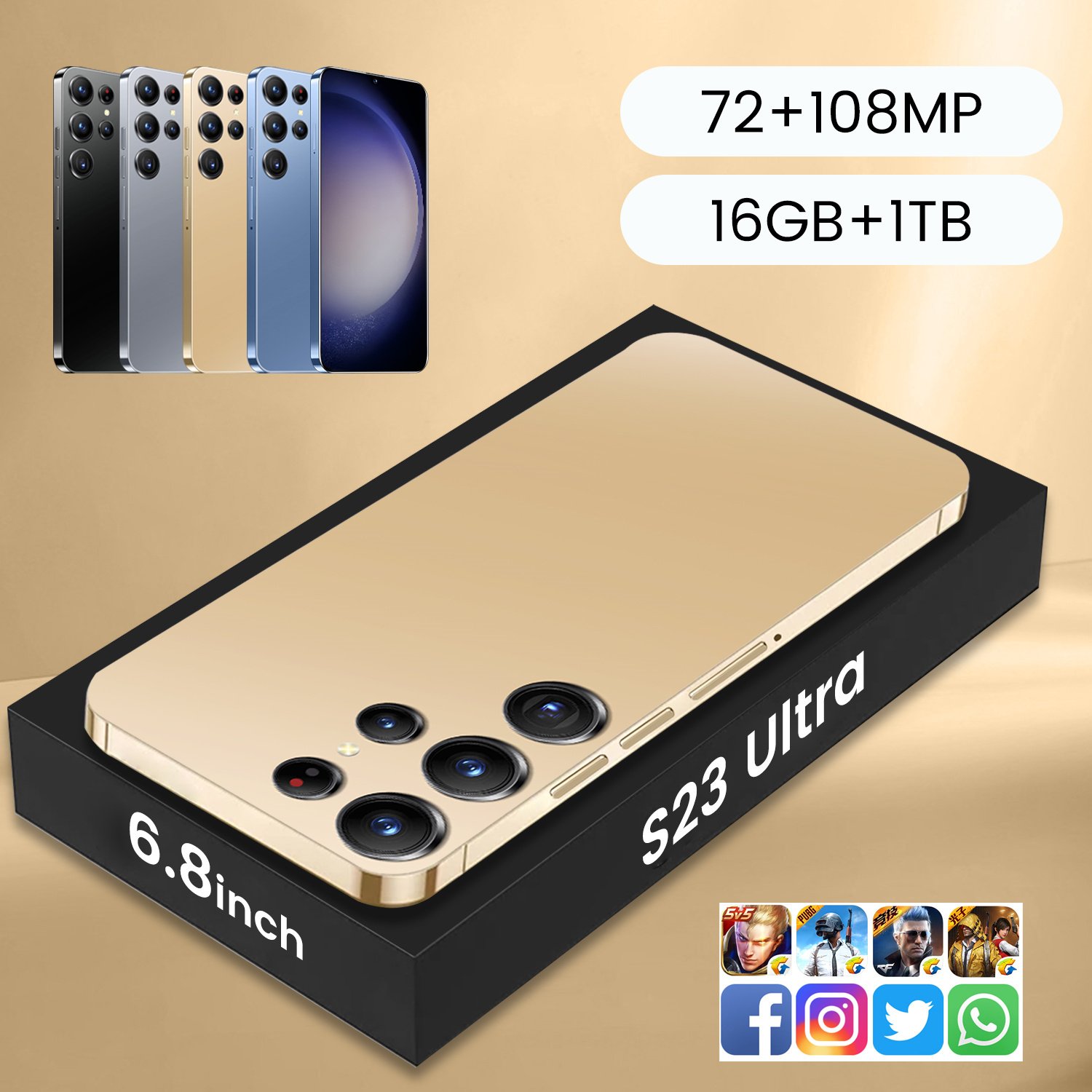 2024 S23 Ultra High Quality 5G Smartphone 5000 mah 78MP+108MP 16GB+1TB Android 14 Low Price Mobile Phone with 3G 4G Features